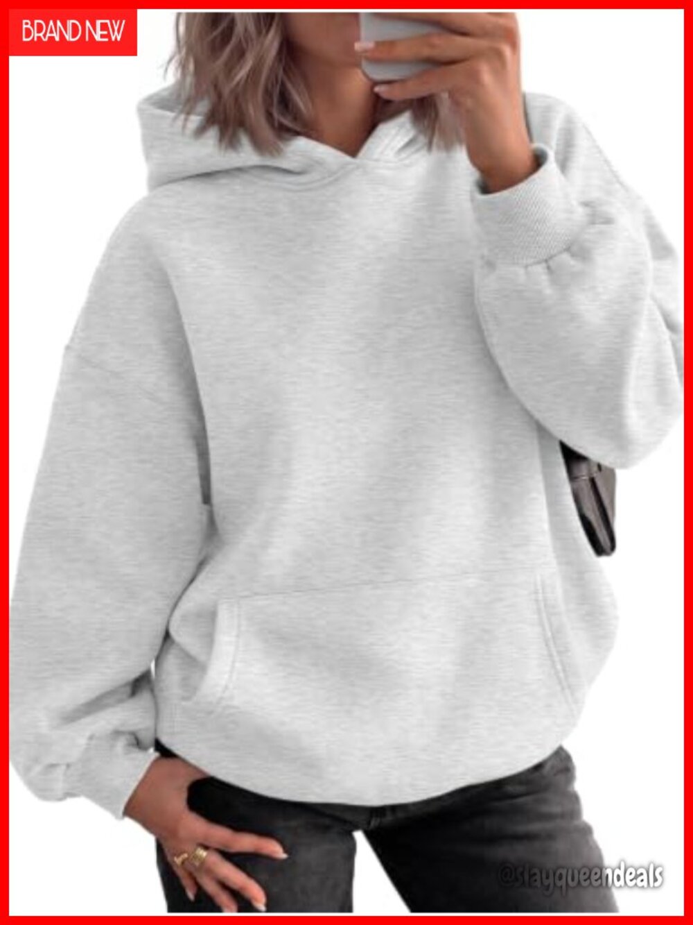 Oversized Microfleece Lined Hoodie Kangaroo Pocket